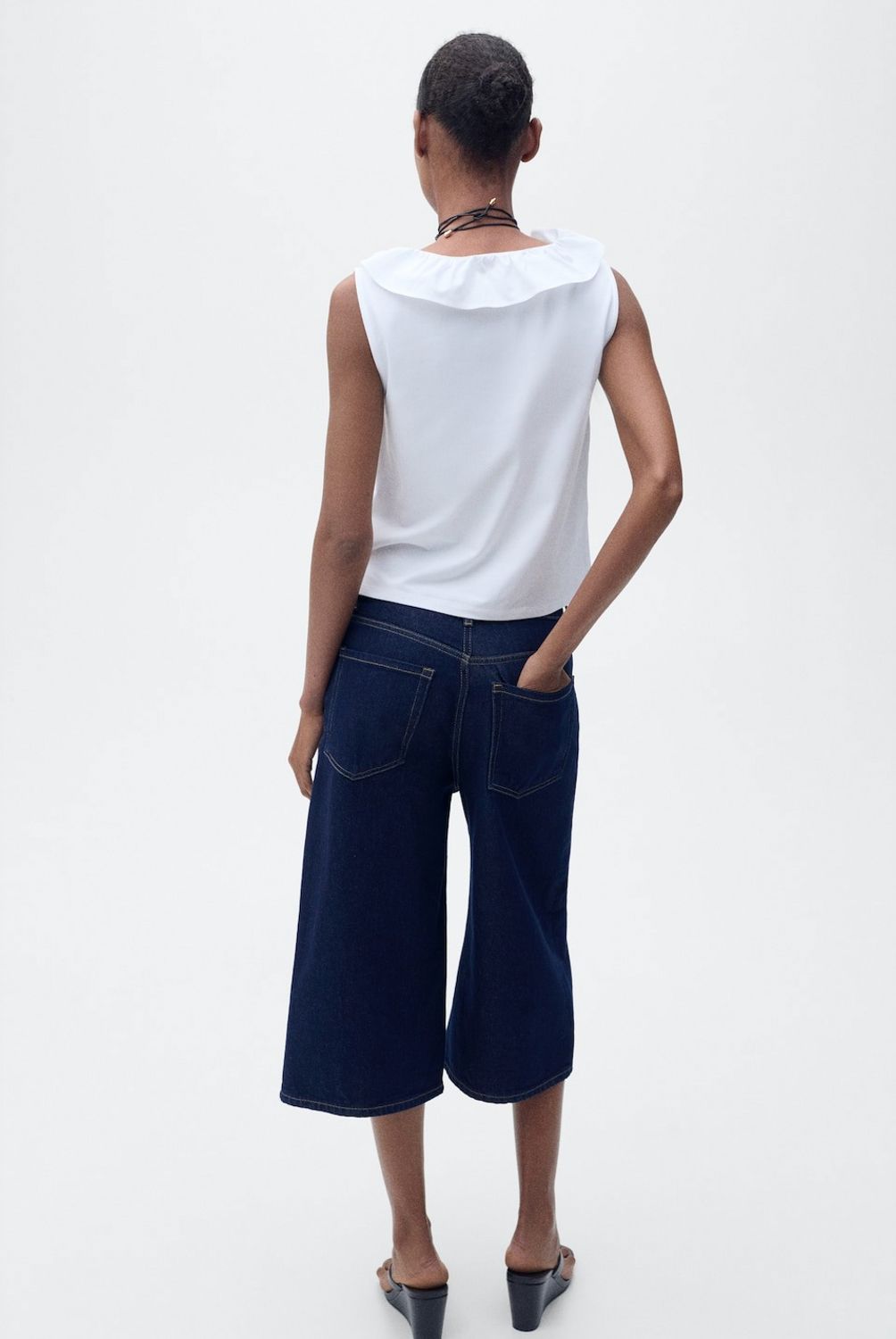 MANGO - Top Algodón Volante Mujer Mango