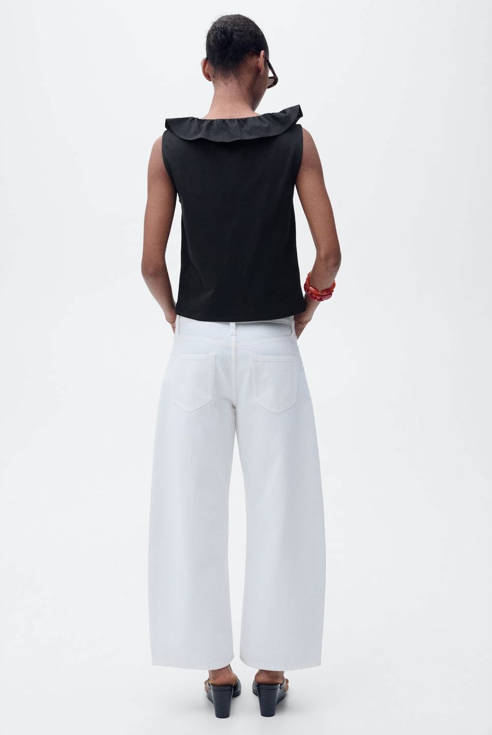 MANGO - Top Algodón Volante Mujer Mango