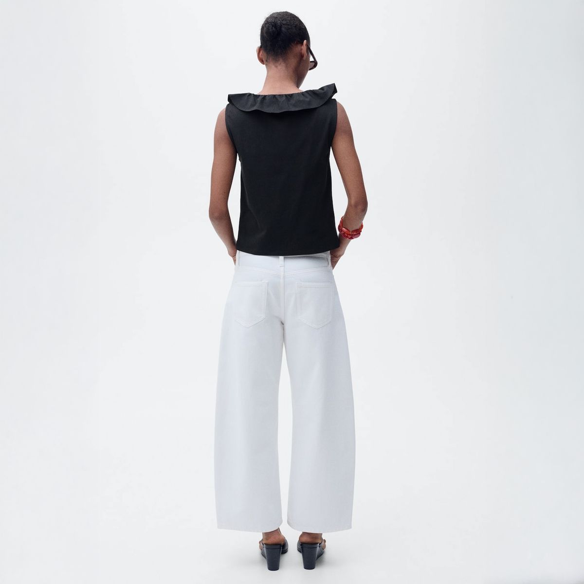 MANGO - Top Algodón Volante Mujer Mango