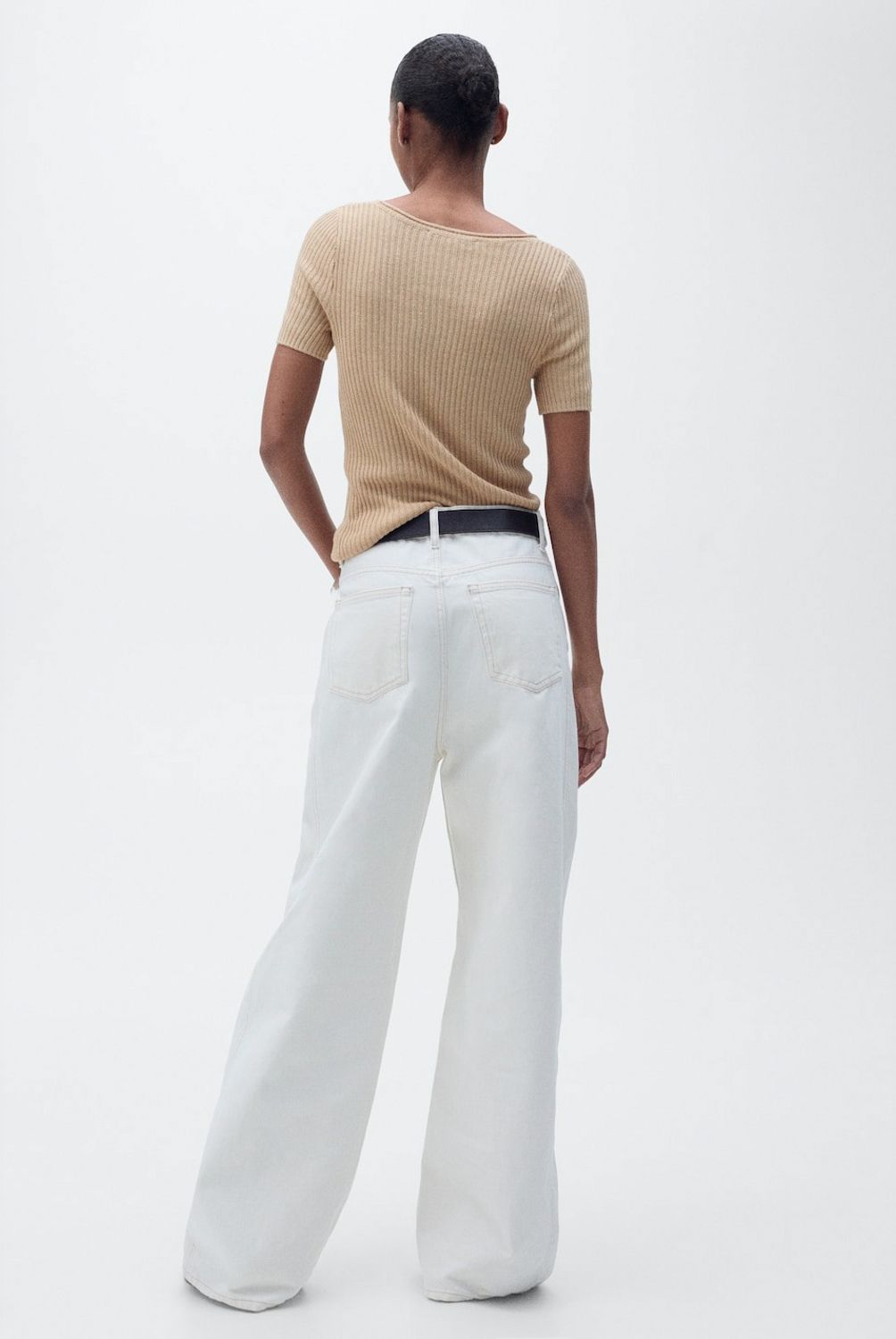 MANGO - Polera Punto Mezcla Lino Mujer Mango