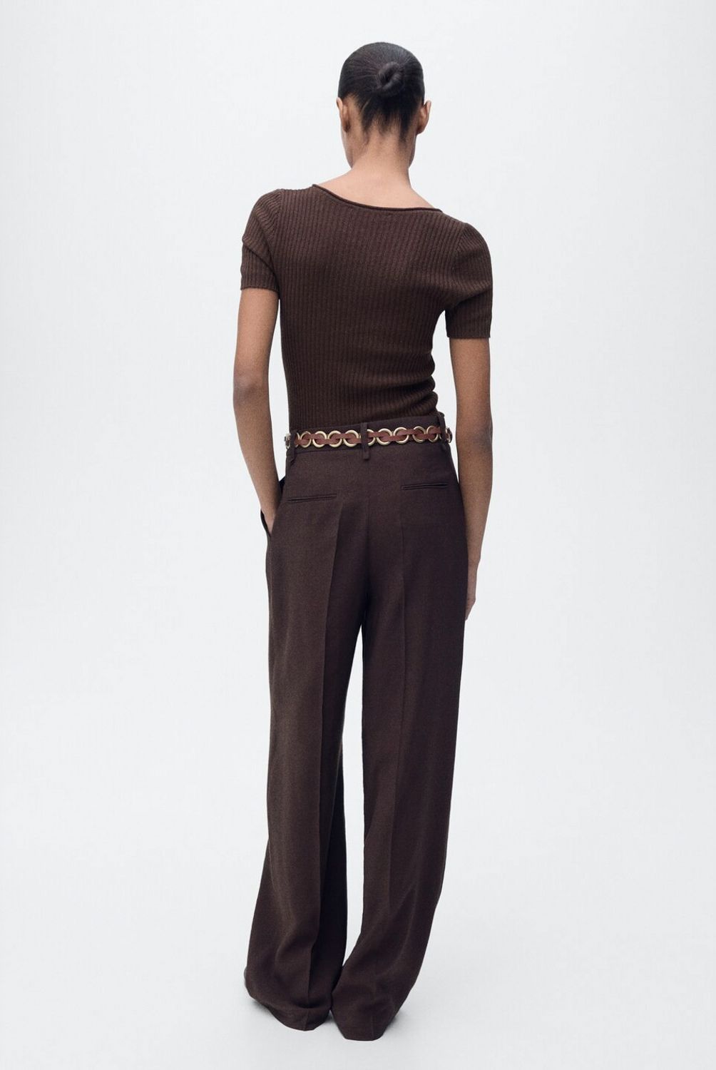 MANGO - Polera Punto Mezcla Lino Mujer Mango