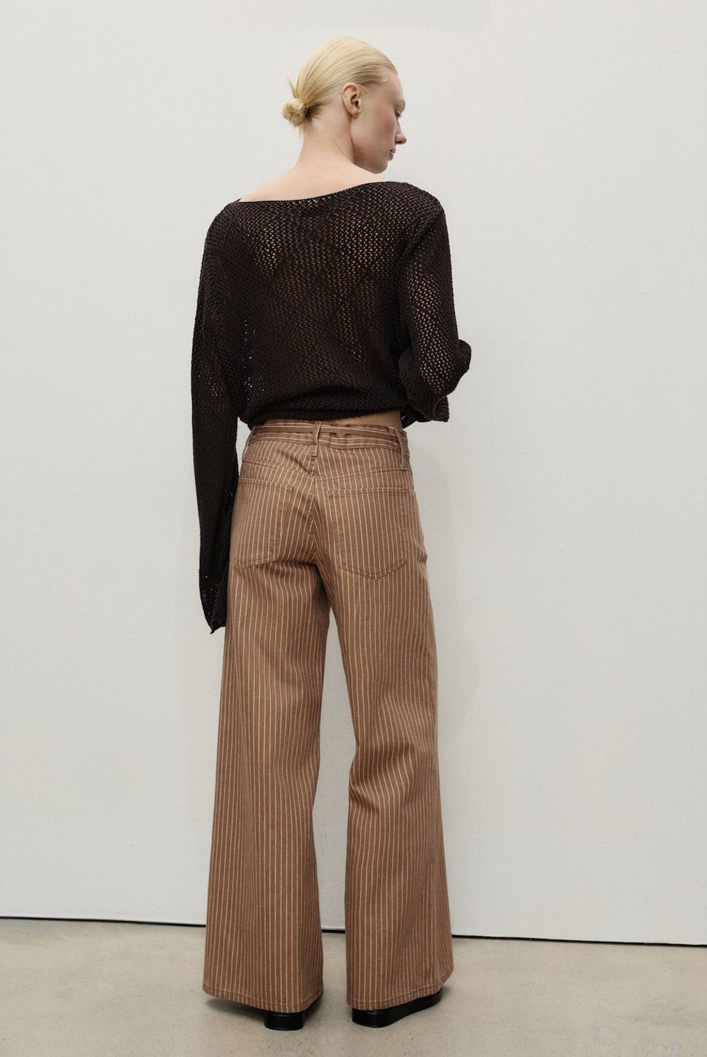 MANGO - Jeans Wideleg Rayas Tiro Bajo Cinturón Mujer Mango