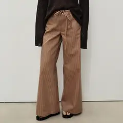 MANGO - Jeans Wideleg Rayas Tiro Bajo Cinturón Mujer