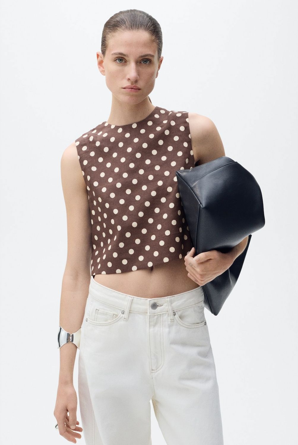 MANGO - Top Crop Lino Topos Mujer Mango
