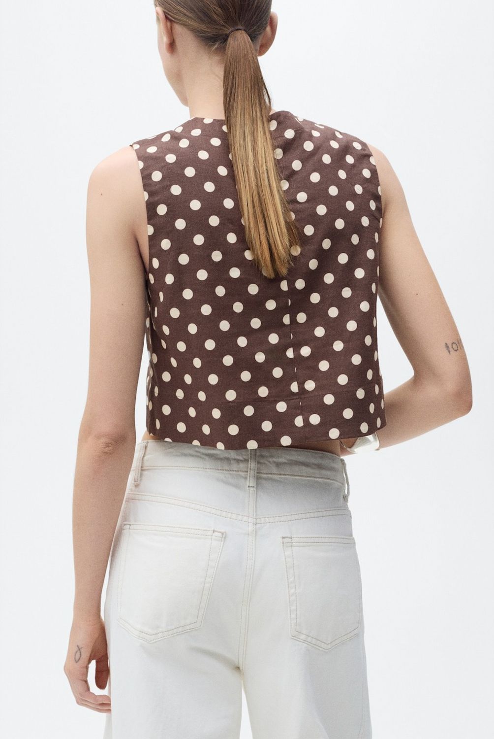 MANGO - Top Crop Lino Topos Mujer Mango