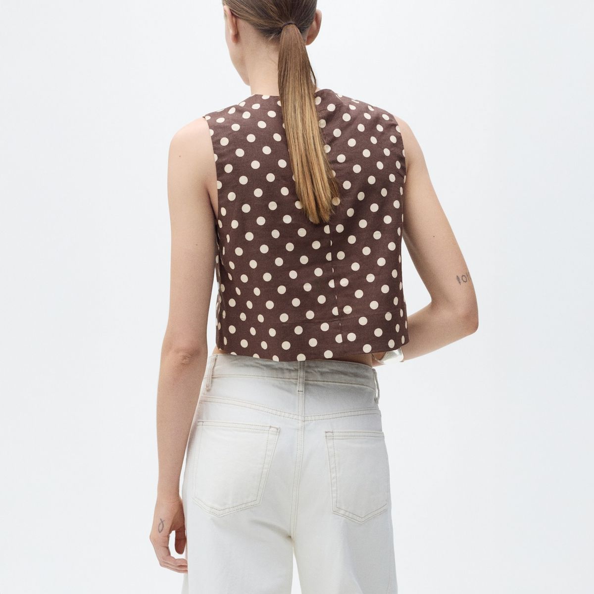 MANGO - Top Crop Lino Topos Mujer Mango