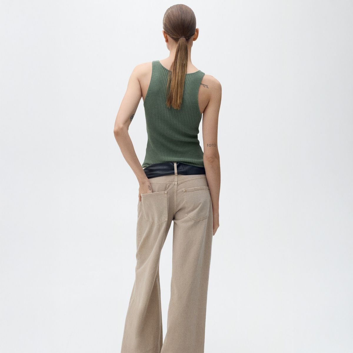 MANGO - Top Punto Grueso Canalé Mujer Mango