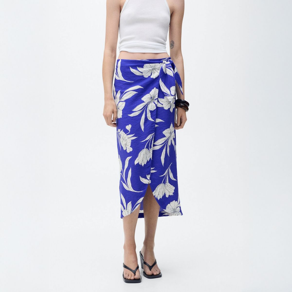 MANGO - Falda Pareo Floral Mujer Mango