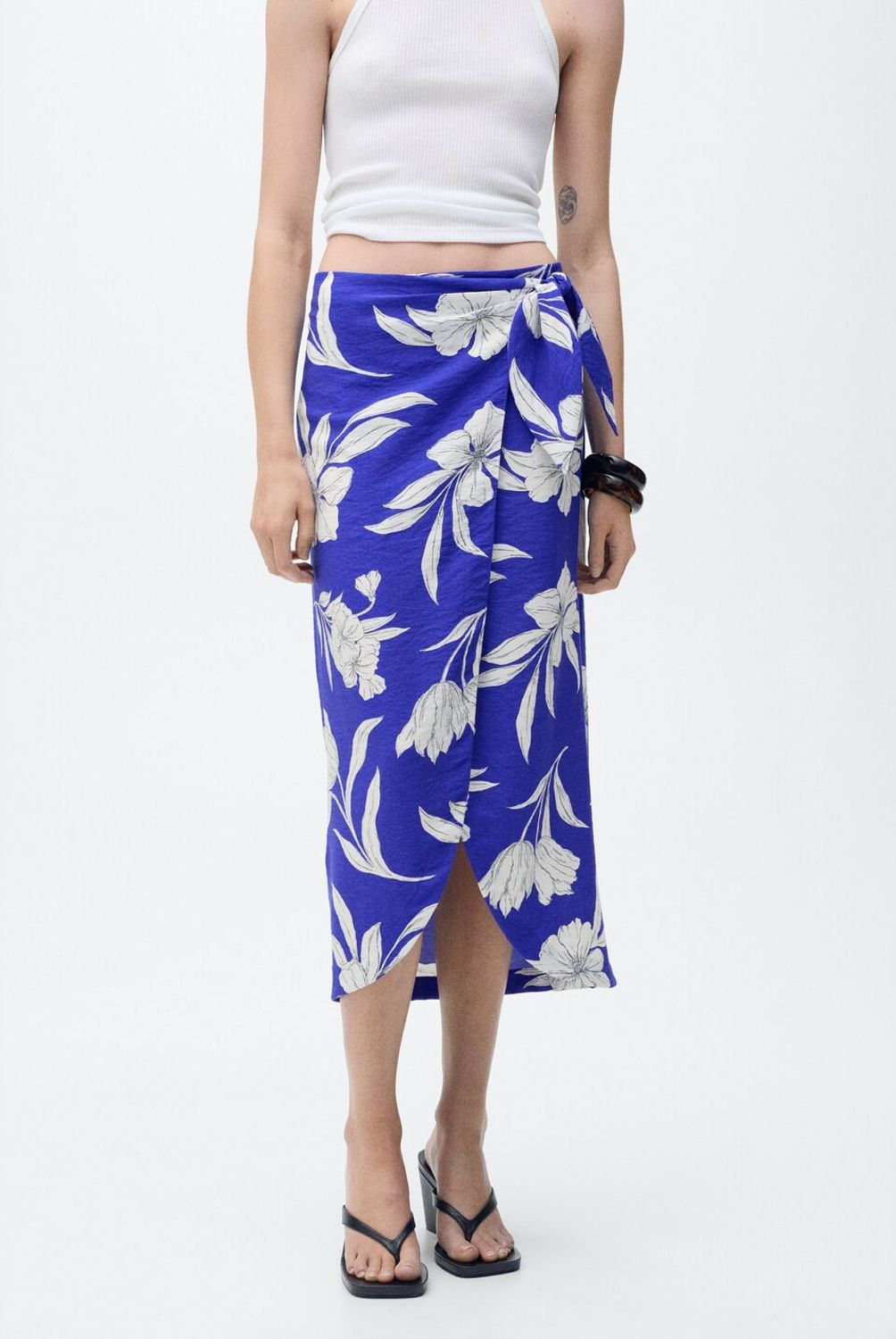 MANGO - Falda Pareo Floral Mujer Mango