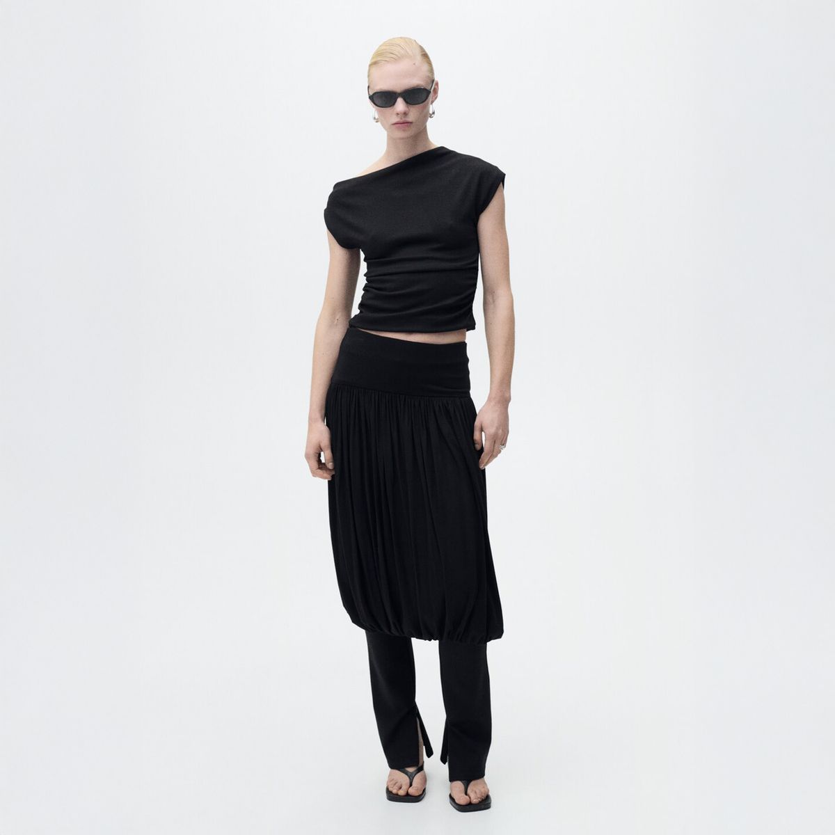 MANGO - Top Asimétrico Drapeado Mujer Mango