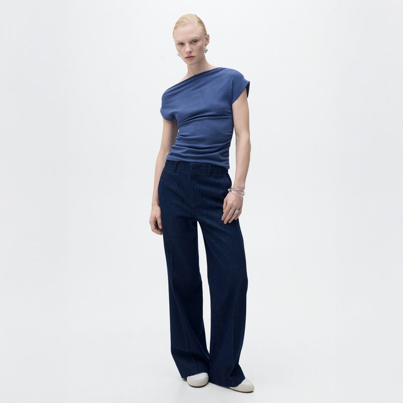 MANGO - Top Asimétrico Drapeado Mujer Mango