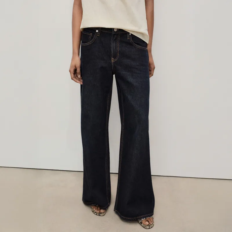 MANGO - Jeans Wideleg Tiro Bajo Rinse Wash Mujer Mango