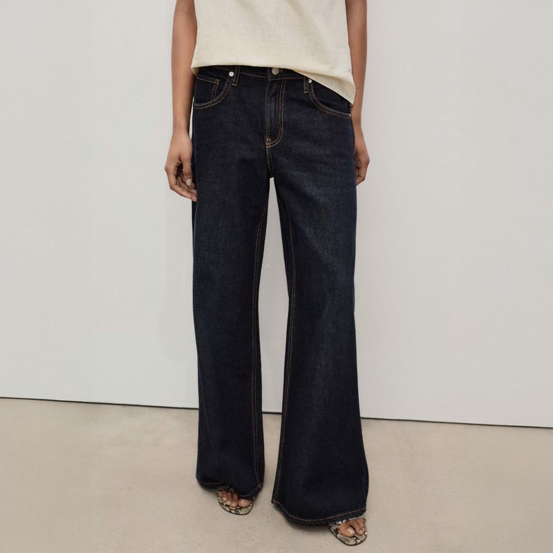 MANGO - Jeans Wideleg Tiro Bajo Rinse Wash Mujer Mango