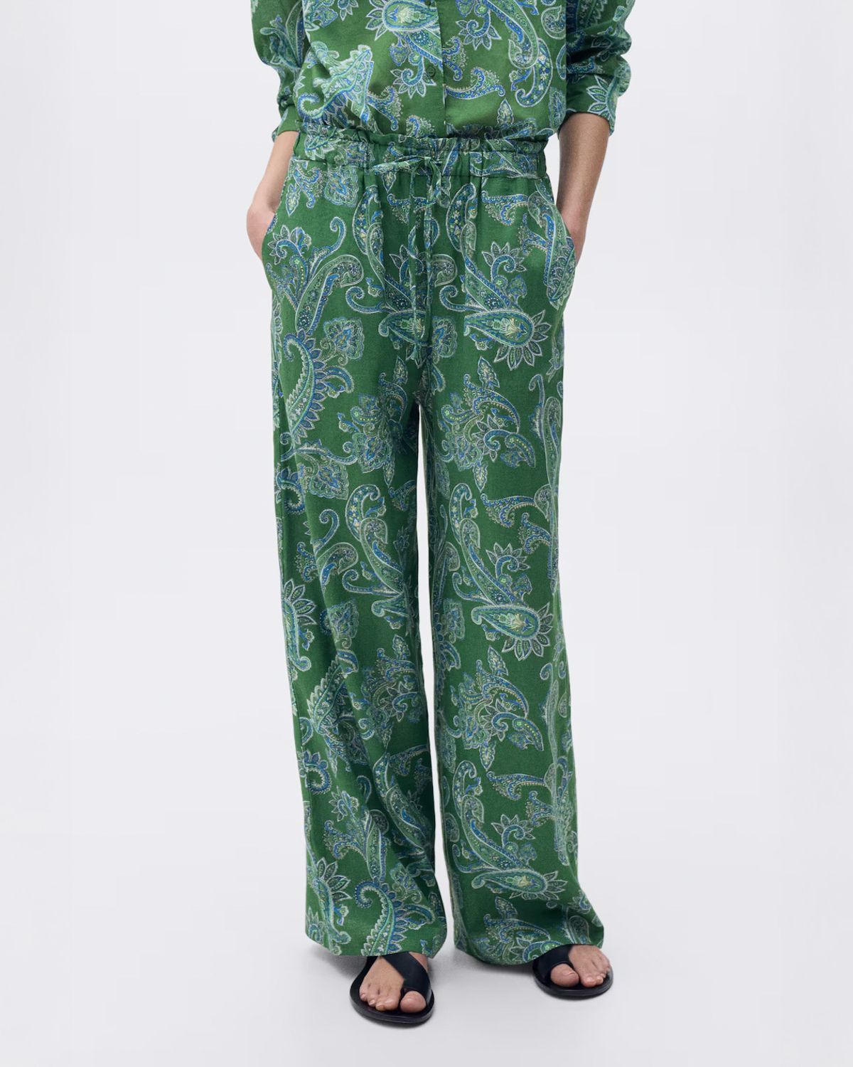 MANGO Pantalón Lino Estampado Paisley Mujer Mango