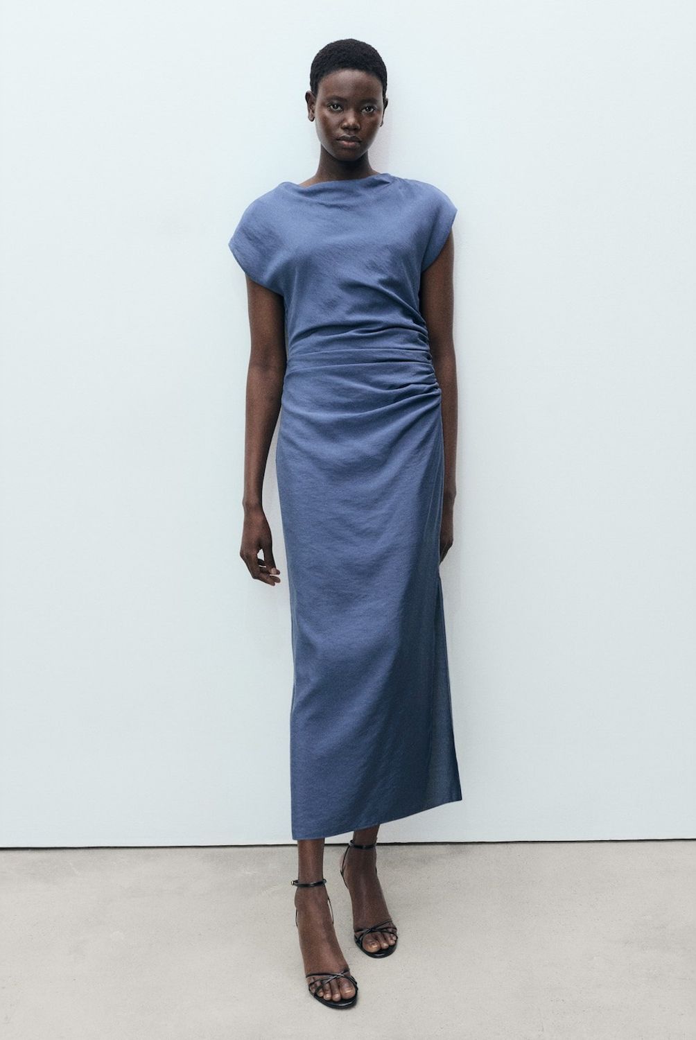 MANGO - Vestido Recto Drapeado Mujer Mango