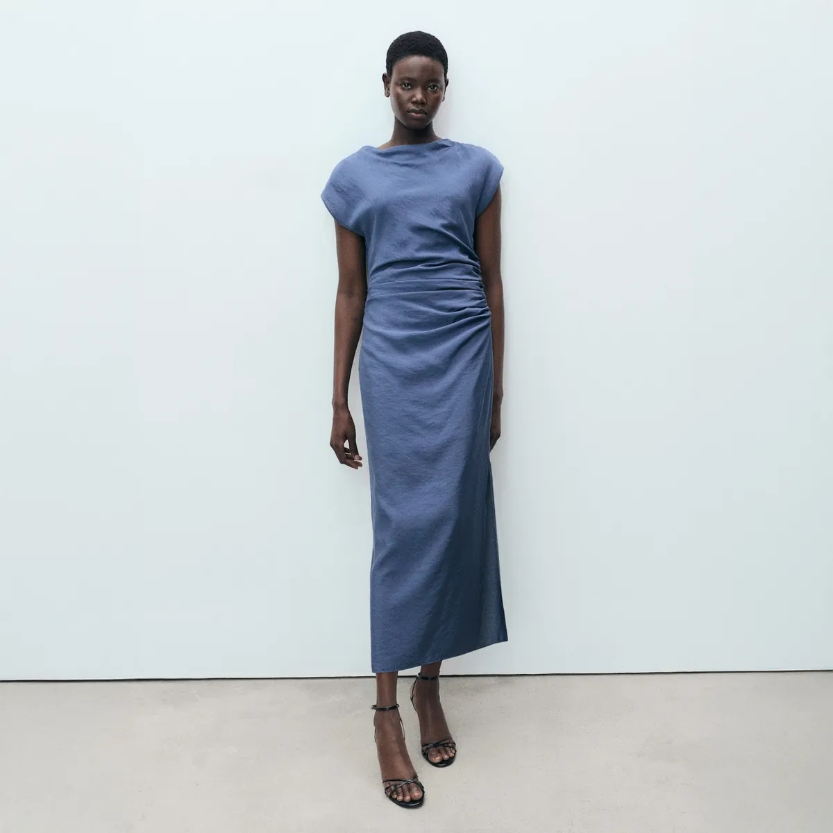 MANGO - Vestido Recto Drapeado Mujer Mango