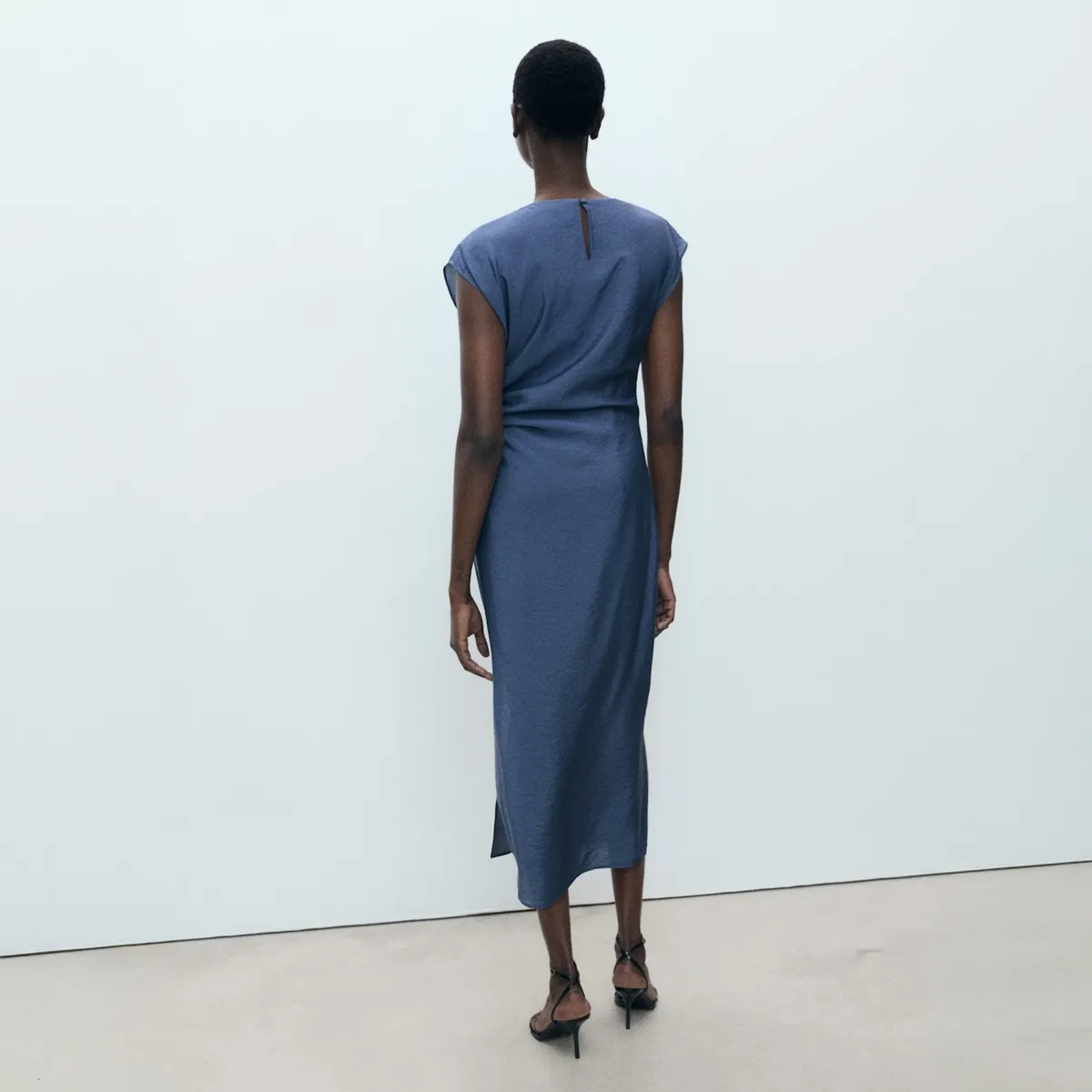 MANGO - Vestido Recto Drapeado Mujer Mango