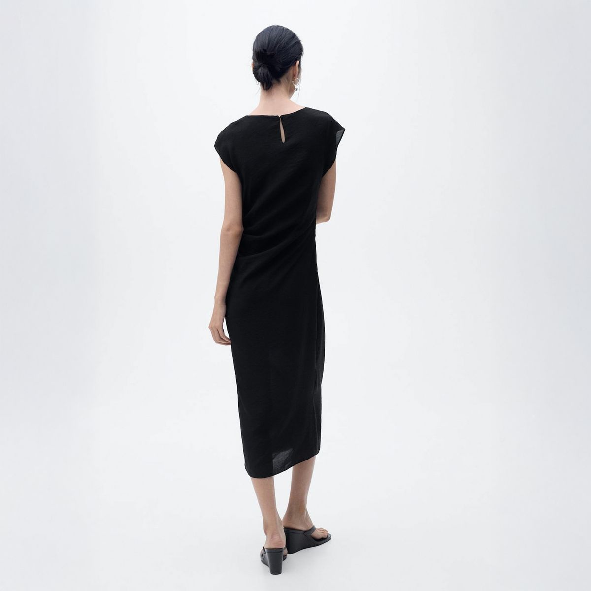 MANGO - Vestido Recto Drapeado Mujer Mango