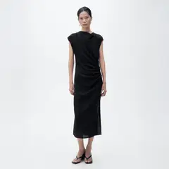MANGO - Vestido Recto Drapeado Mujer