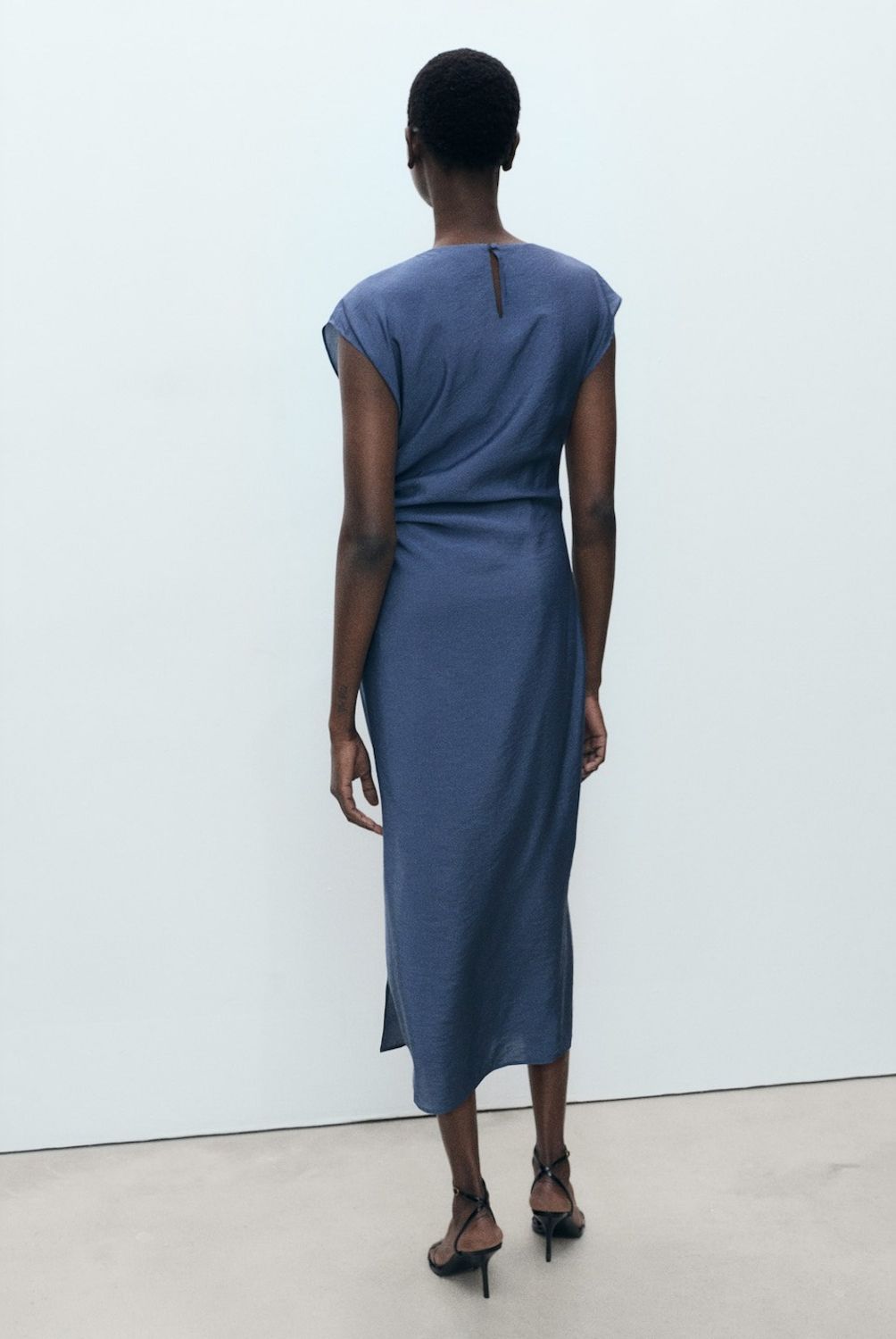 MANGO - Vestido Recto Drapeado Mujer Mango