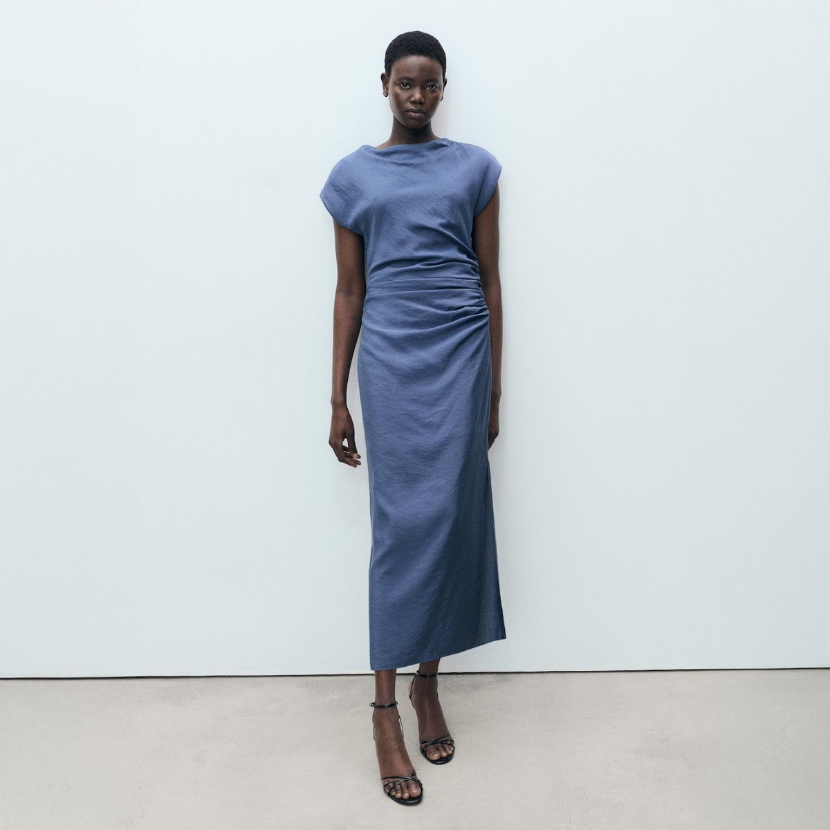 MANGO - Vestido Recto Drapeado Mujer Mango