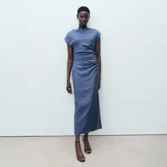 MANGO - Vestido Recto Drapeado Mujer