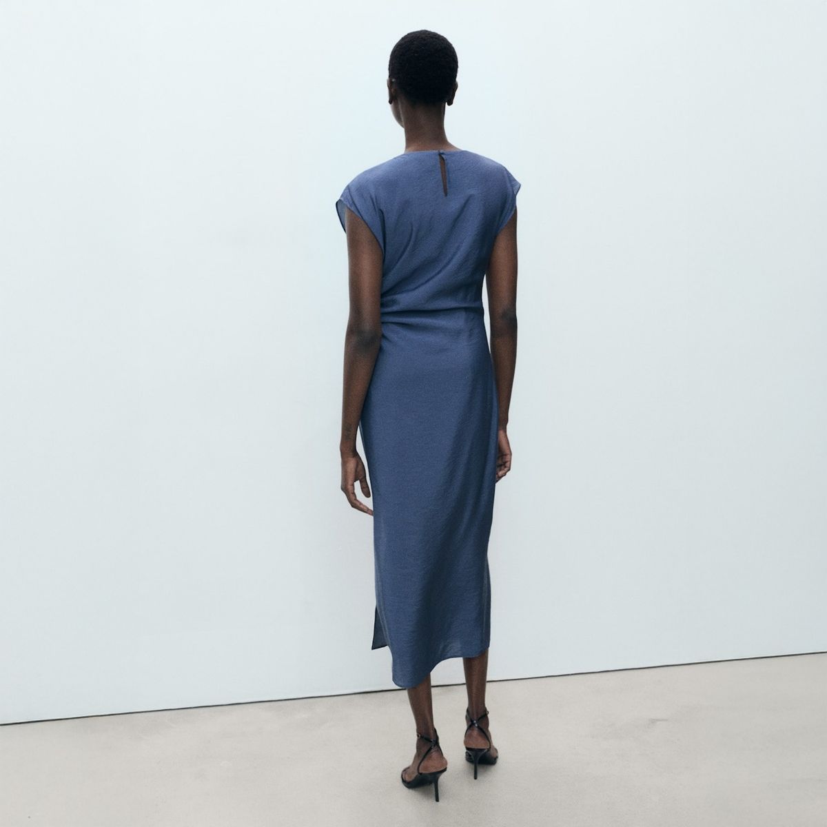 MANGO - Vestido Recto Drapeado Mujer Mango