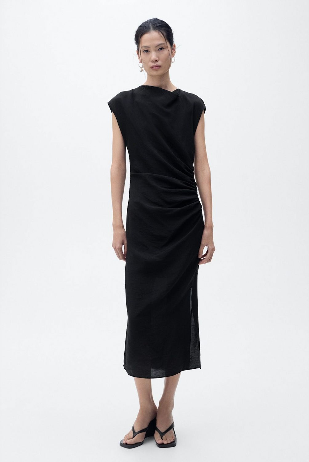 MANGO - Vestido Recto Drapeado Mujer Mango