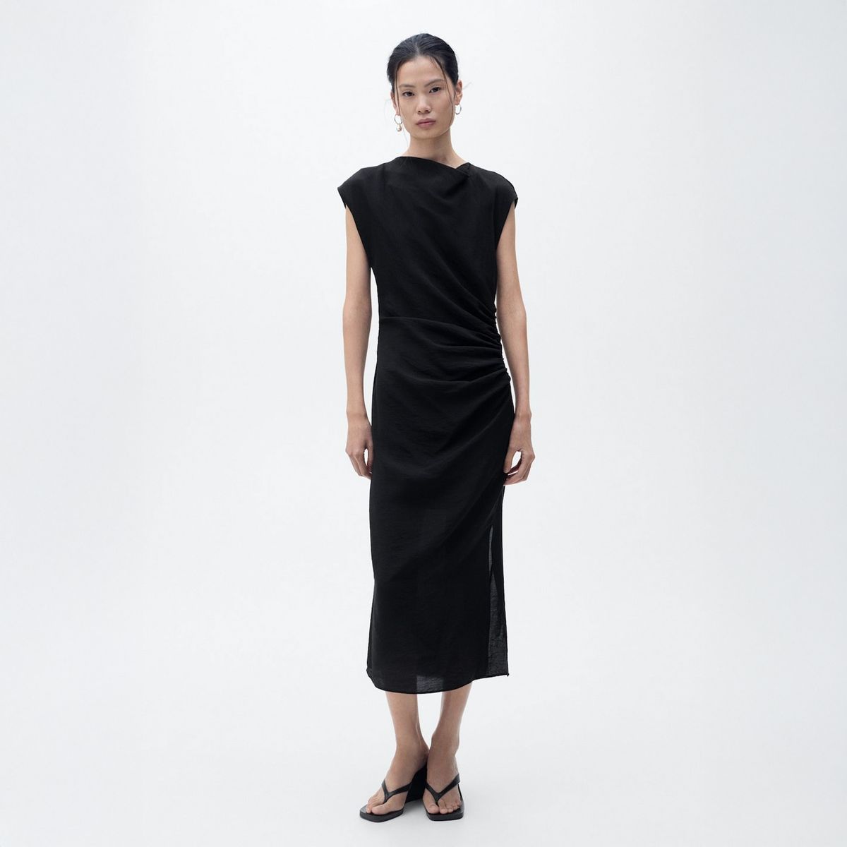 MANGO - Vestido Recto Drapeado Mujer Mango