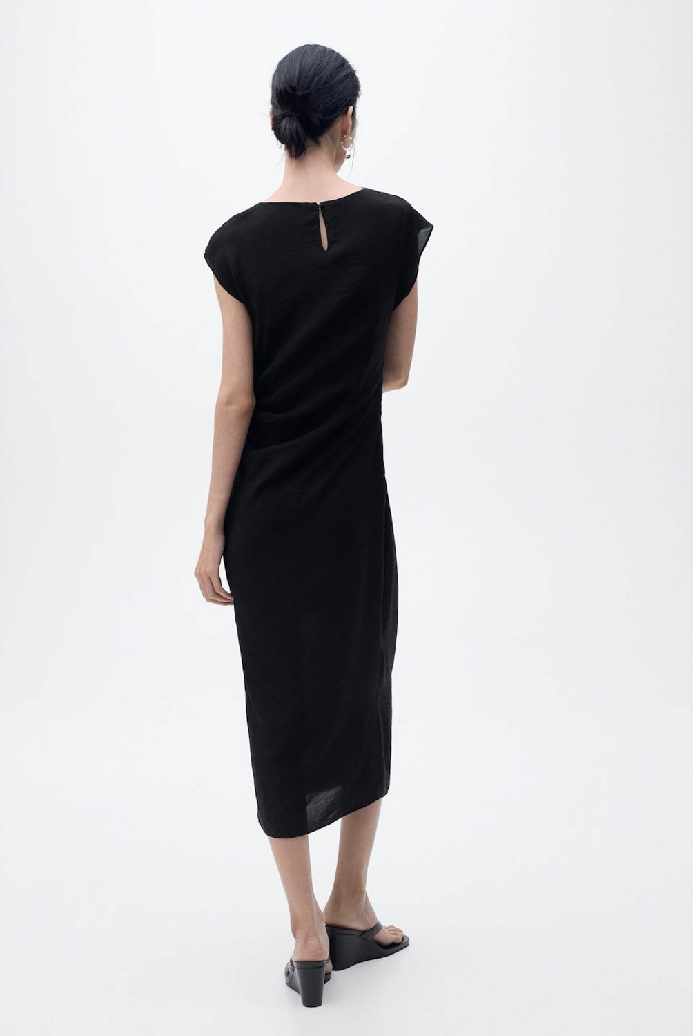MANGO - Vestido Recto Drapeado Mujer Mango