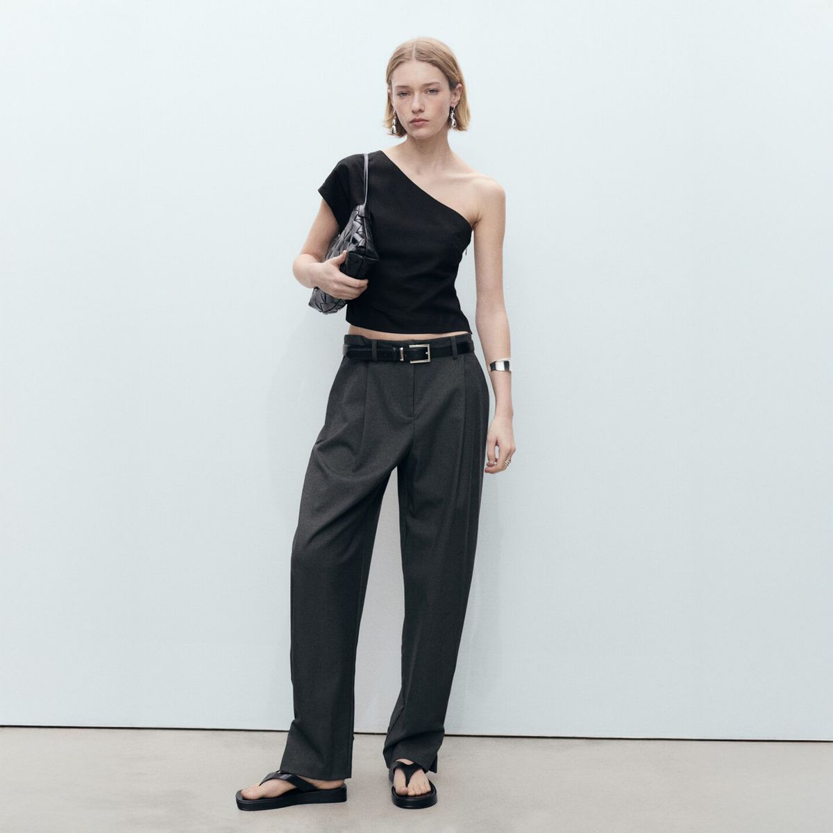 MANGO - Top Lino Asimétrico Mujer Mango