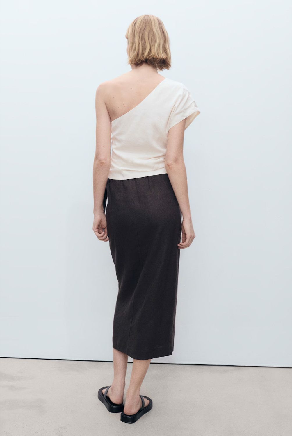 MANGO - Top Lino Asimétrico Mujer Mango