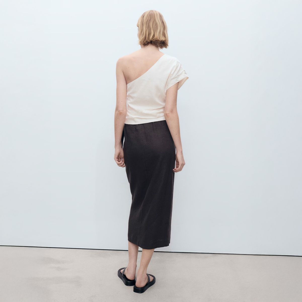 MANGO - Top Lino Asimétrico Mujer Mango