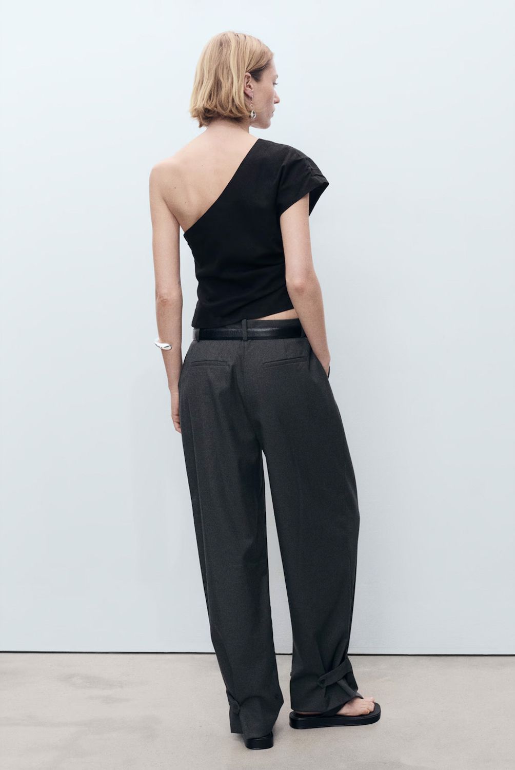 MANGO - Top Lino Asimétrico Mujer Mango