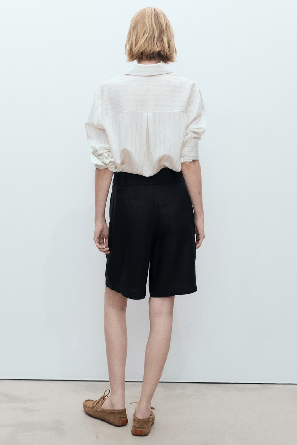 MANGO - Bermudas Lino Cinturón Mujer Mango