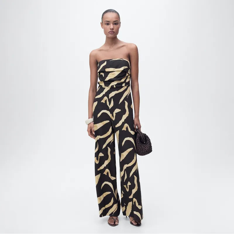 MANGO - Enterito Palabra De Honor Estampado Mujer Mango