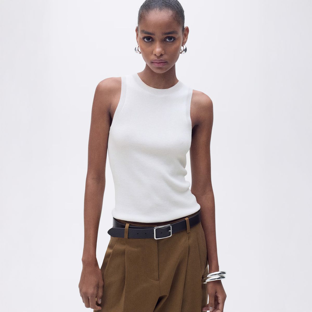 MANGO - Top Punto Canalé Mujer Mango