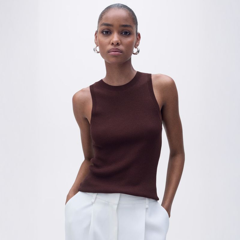 MANGO - Top Punto Canalé Mujer Mango