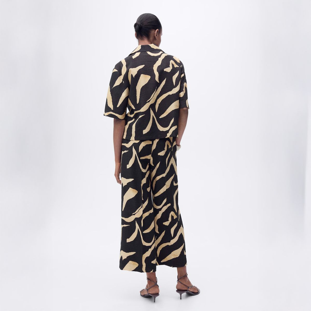 MANGO - Pantalón Recto Estampado Cinturón Mujer Mango