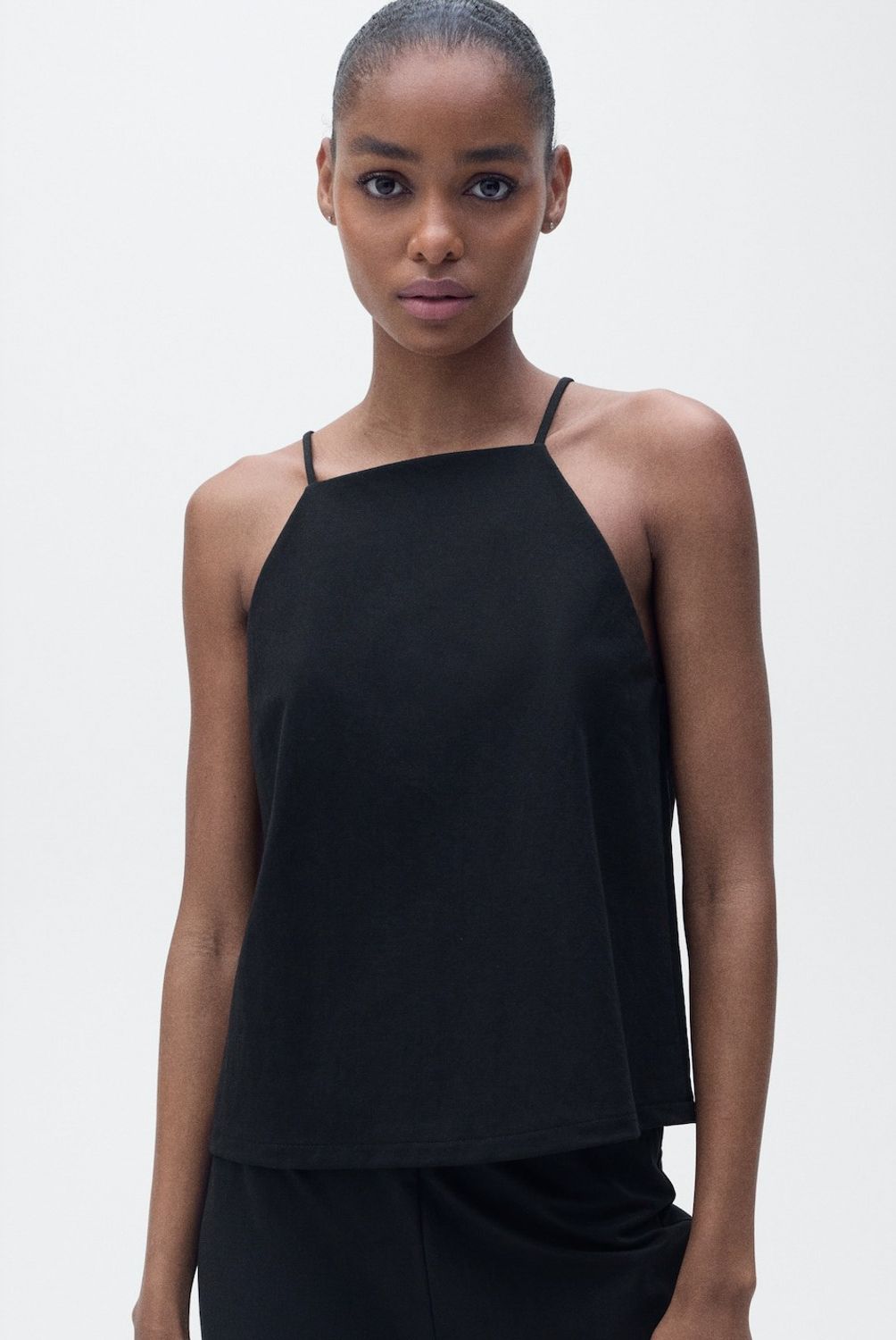 MANGO - Top Algodón Cuello Halter Mujer Mango