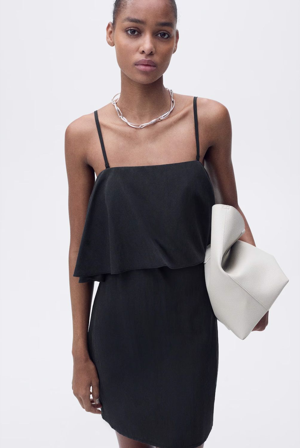 MANGO - Vestido Lyocell Volante Mujer Mango