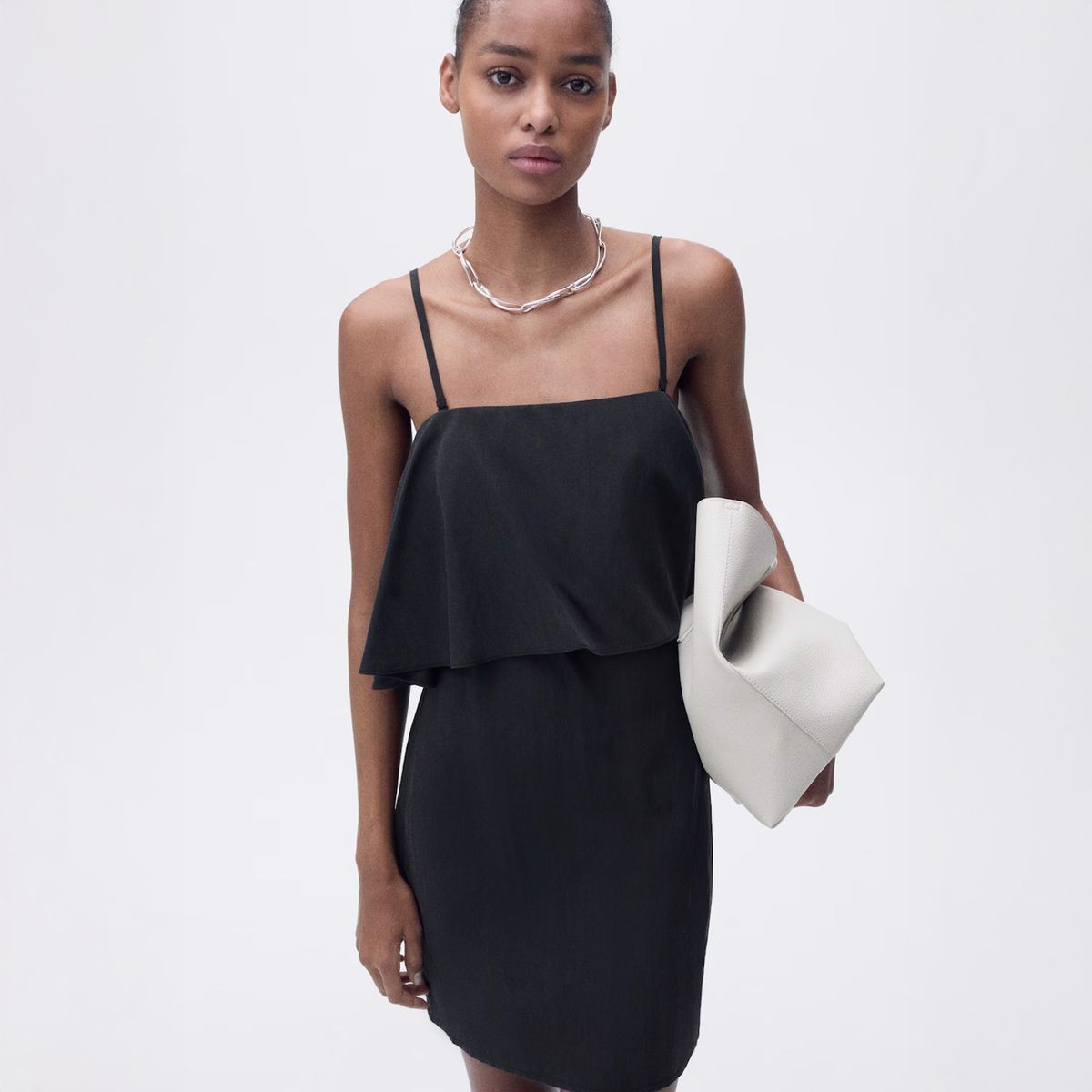 MANGO - Vestido Lyocell Volante Mujer Mango