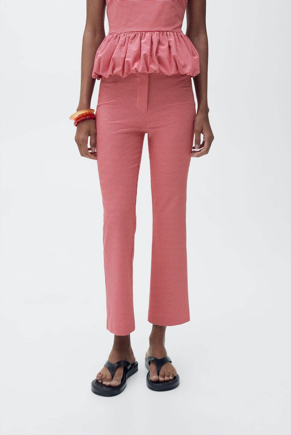 MANGO - Pantalón Cuadro Vichy Crop Mujer Mango