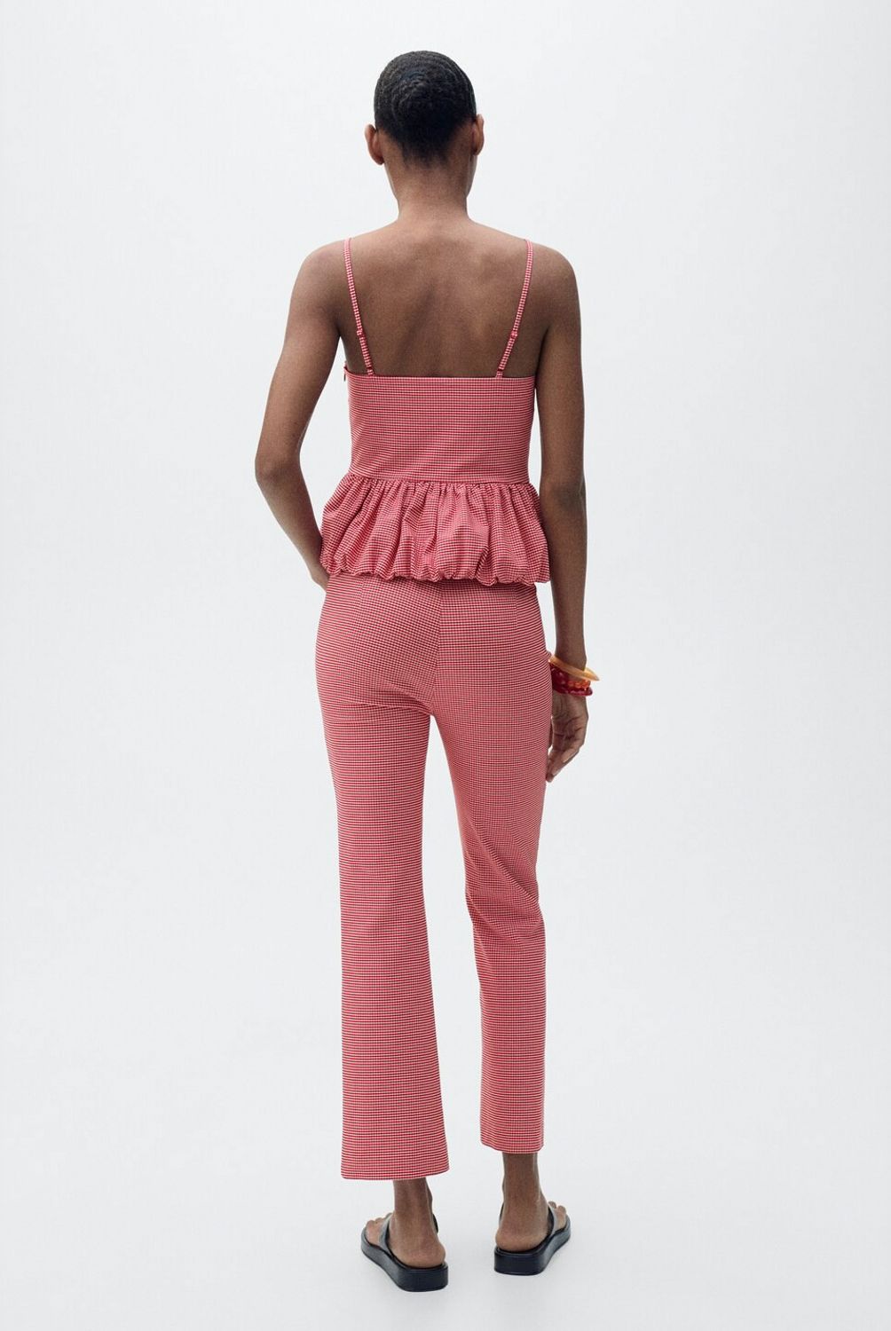MANGO - Pantalón Cuadro Vichy Crop Mujer Mango