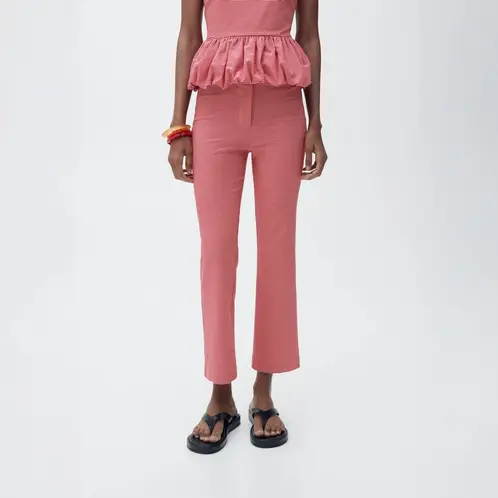 MANGO - Pantalón Cuadro Vichy Crop Mujer