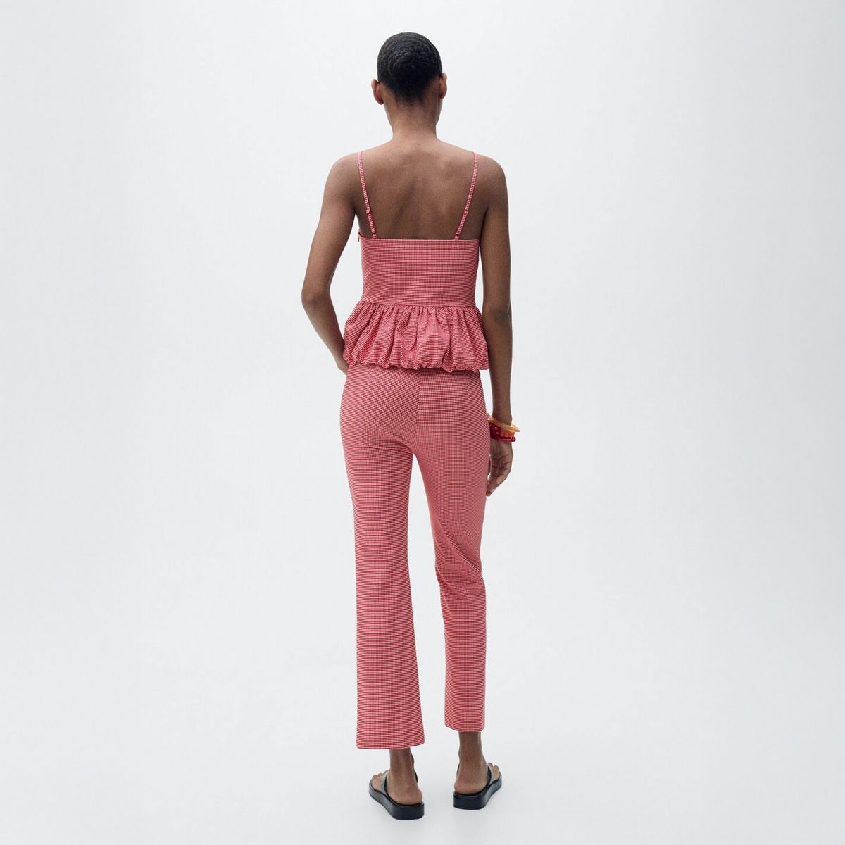 MANGO - Pantalón Cuadro Vichy Crop Mujer Mango