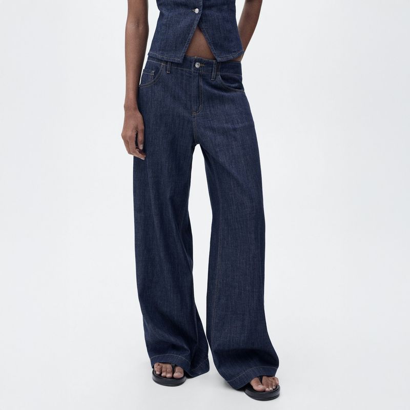 MANGO - Jeans Wideleg Tiro Medio Mujer Mango