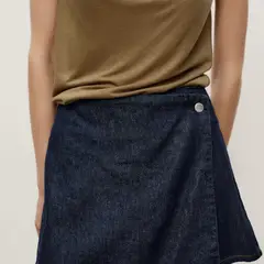 MANGO - Falda Pantalón Denim Cruzada Mujer