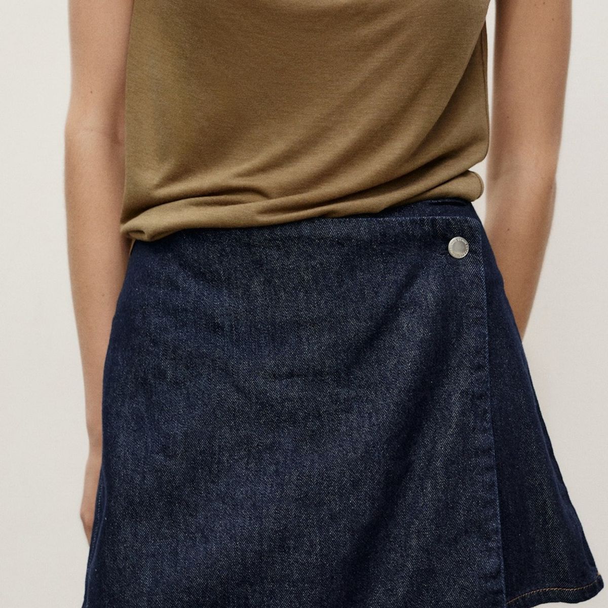 MANGO - Falda Pantalón Denim Cruzada Mujer Mango