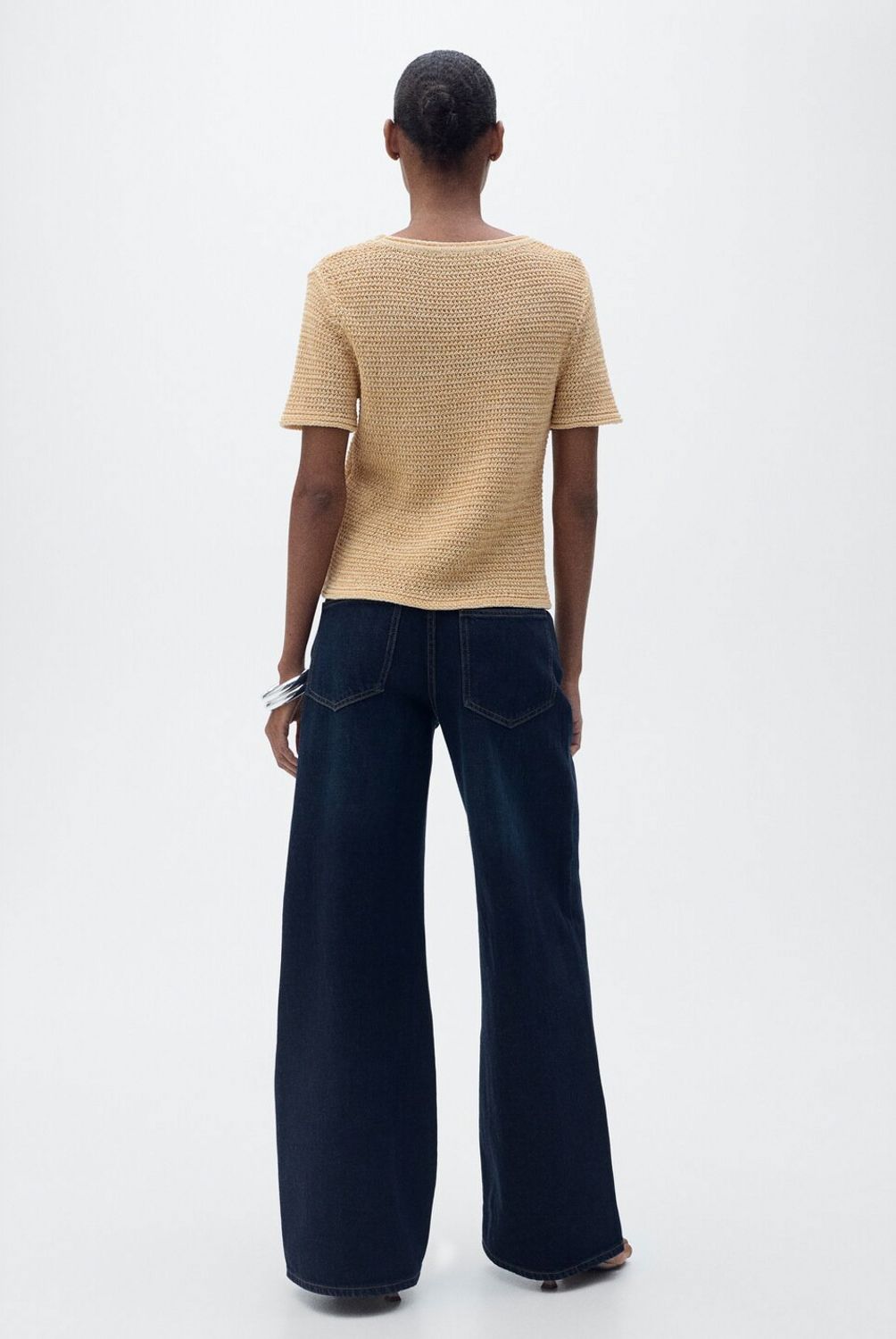 MANGO - Polera Punto Grueso Manga Corta Mujer Mango